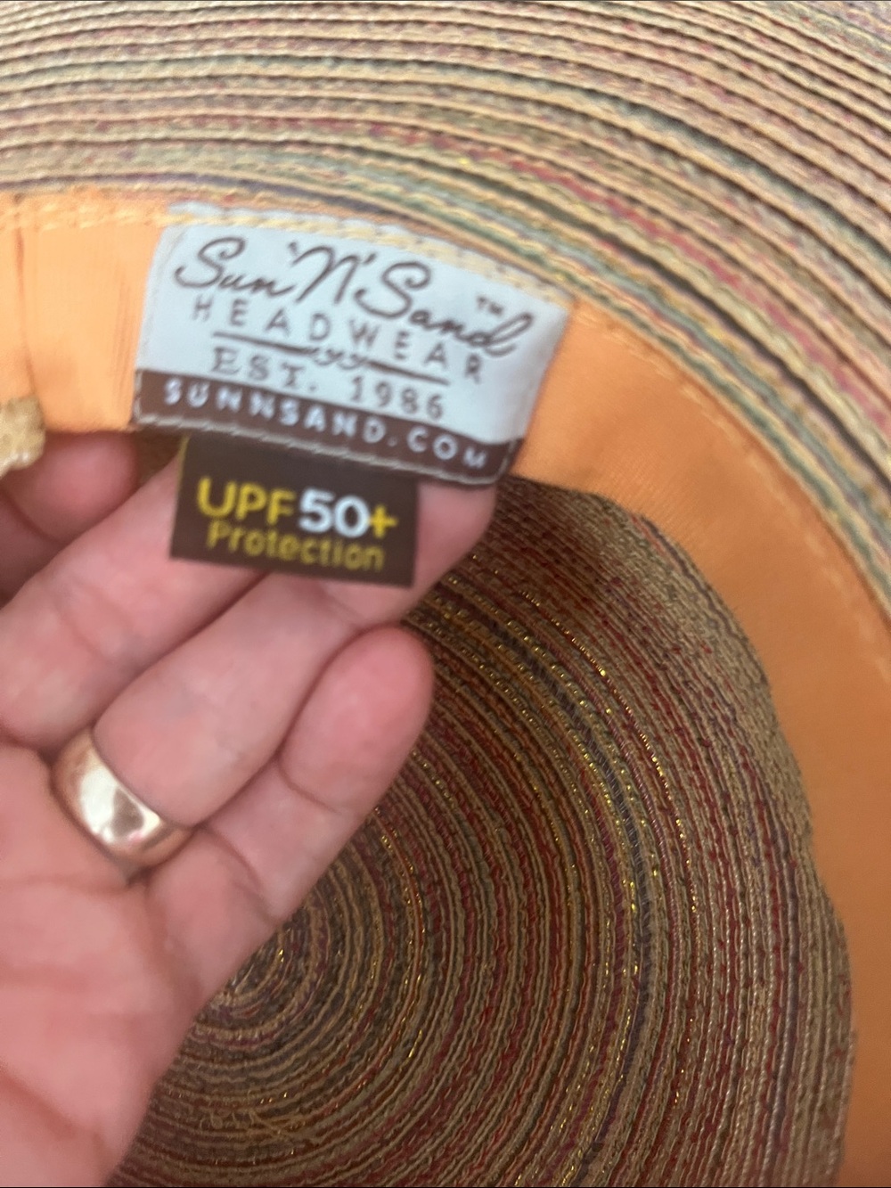 Women’s Straw Sun Hat with Multicolor Cord Sand and Sea UPF 50+ - Picture 3 of 4